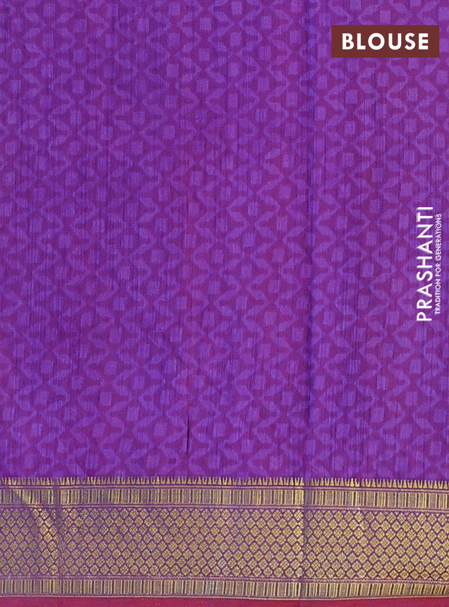 Semi tussar saree pink and violet with allover ikat prints and zari woven border
