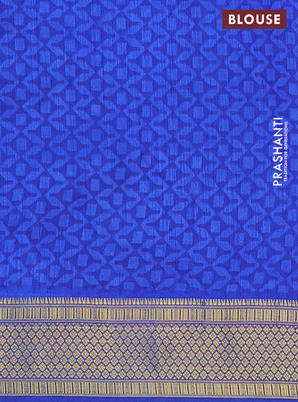 Semi tussar saree dual shade of cs blue and blue with allover ikat prints and zari woven border
