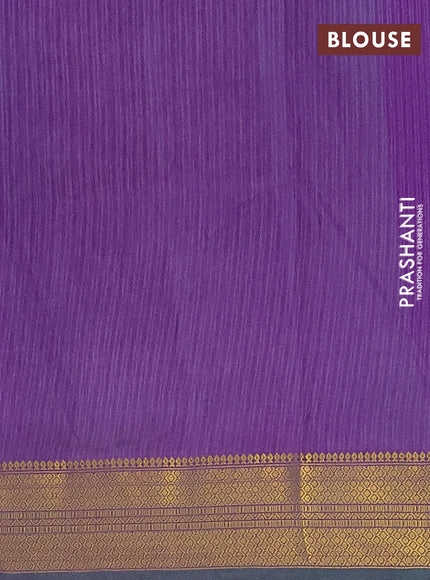 Semi tussar saree cs blue and purple with allover ikat butta prints and zari woven border