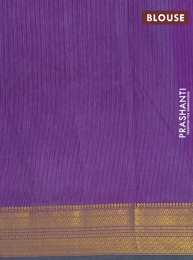 Semi tussar saree cs blue and purple with allover ikat butta prints and zari woven border