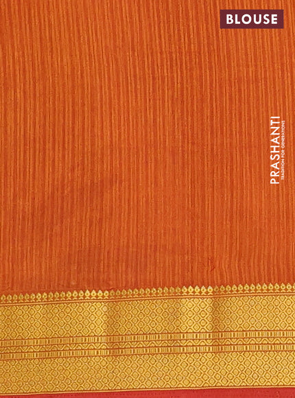 Semi tussar saree dark magenta pink and rust shade with allover ikat butta prints and zari woven border