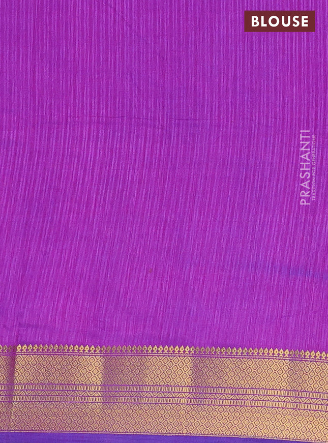 Semi tussar saree cs blue and purple with allover ikat prints and zari woven border