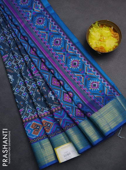 Semi tussar saree brown and rust shade with allover ikat prints and zari woven border