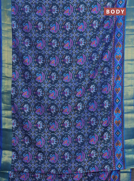 Semi tussar saree brown and rust shade with allover ikat prints and zari woven border