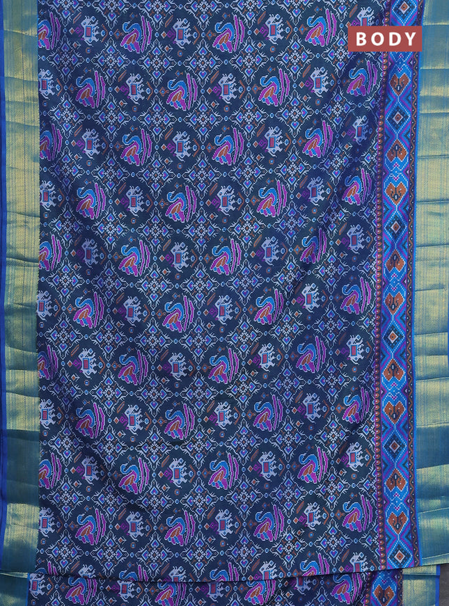 Semi tussar saree brown and rust shade with allover ikat prints and zari woven border