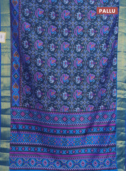 Semi tussar saree brown and rust shade with allover ikat prints and zari woven border