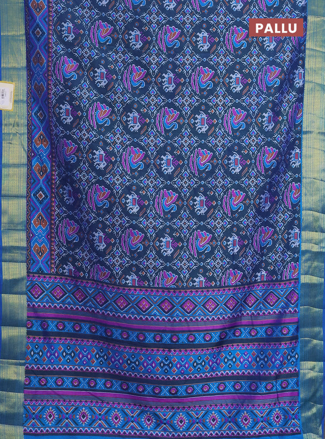 Semi tussar saree brown and rust shade with allover ikat prints and zari woven border