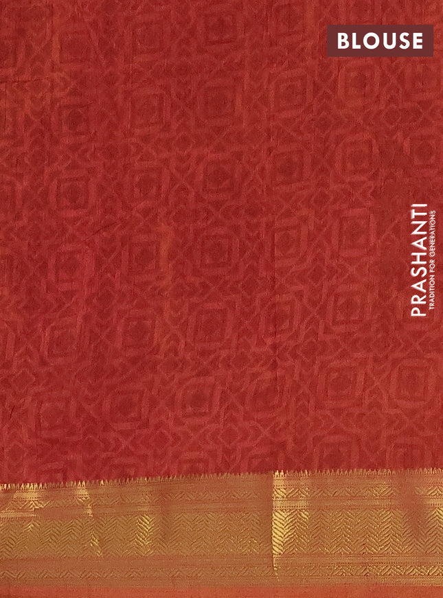 Semi tussar saree dual shade of green and blue with allover ikat prints and zari woven border