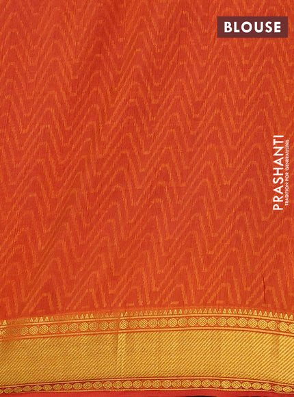 Semi tussar saree purple and red with allover ikat prints and zari woven border