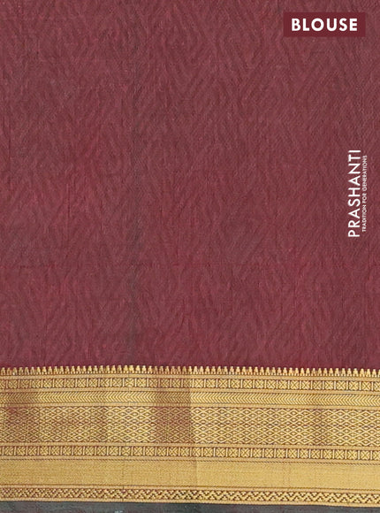 Semi tussar saree green and deep maroon with allover ikat prints and zari woven border