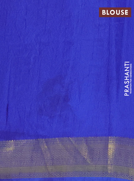 Semi tussar saree cs blue and blue with allover ikat prints and zari woven border