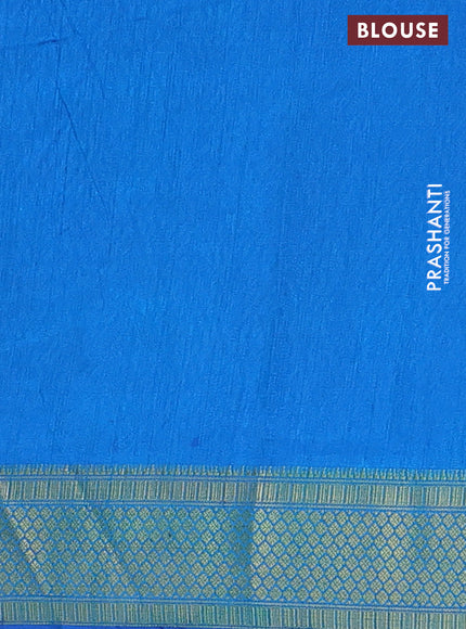 Semi tussar saree dual shade of bluish green and cs blue with allover ikat prints and zari woven border