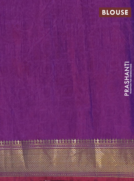 Semi tussar saree pink and dual shade of maroon with allover ikat prints and zari woven border