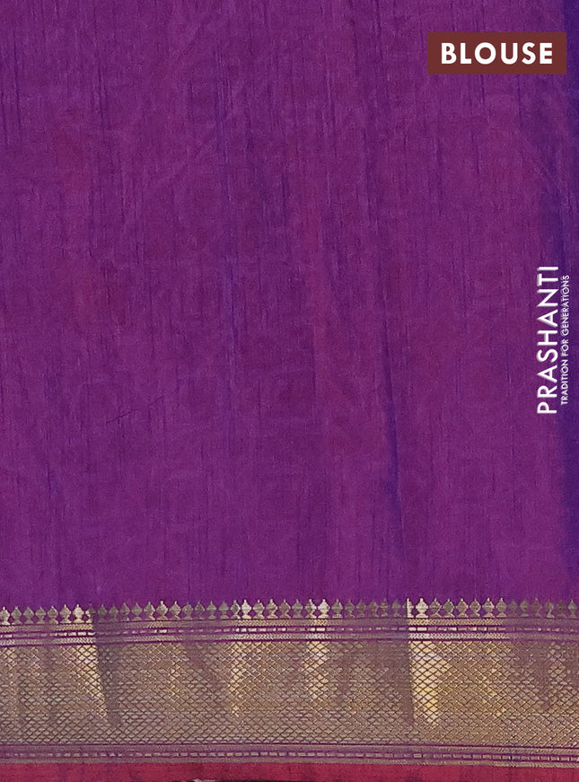 Semi tussar saree pink and dual shade of maroon with allover ikat prints and zari woven border