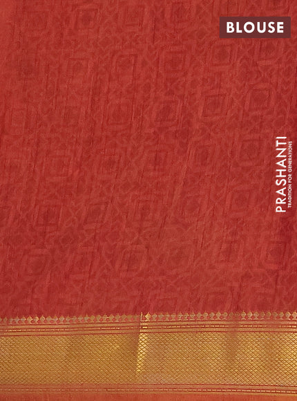 Semi tussar saree mustard yellow and dual shade of pink with allover ikat prints and zari woven border