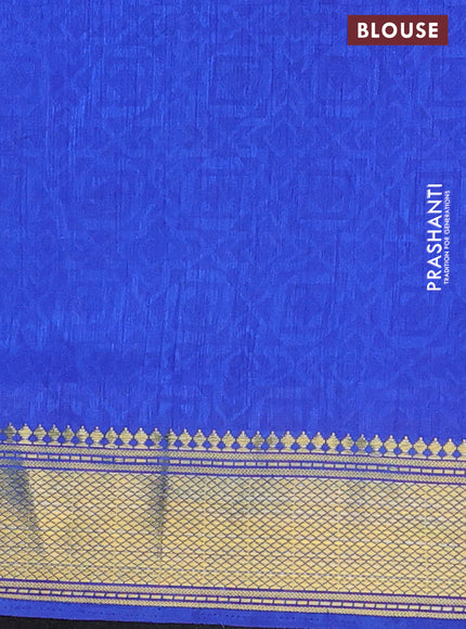 Semi tussar saree green and blue with allover ikat prints and zari woven border