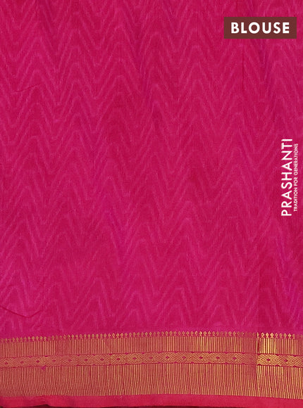 Semi tussar saree purple and pink with allover ikat prints and zari woven border