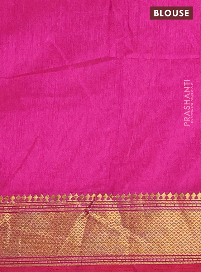 Semi tussar saree purple and pink with allover ikat prints and zari woven border