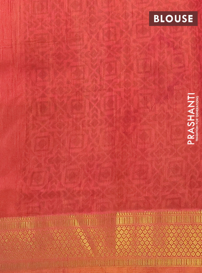 Semi tussar saree brown and maroon with allover ikat prints and zari woven border