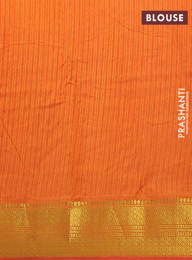 Semi tussar saree pink and dark mustard with allover ikat prints and zari woven border