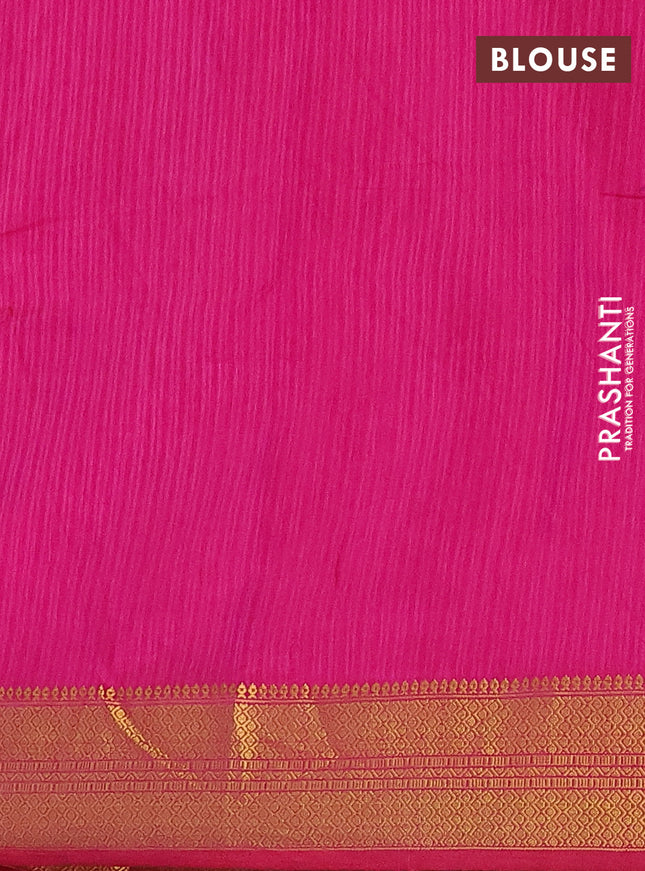 Semi tussar saree pink with allover ikat prints and zari woven border