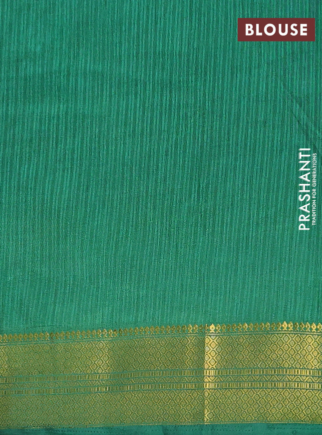 Semi tussar saree green with allover ikat prints and zari woven border