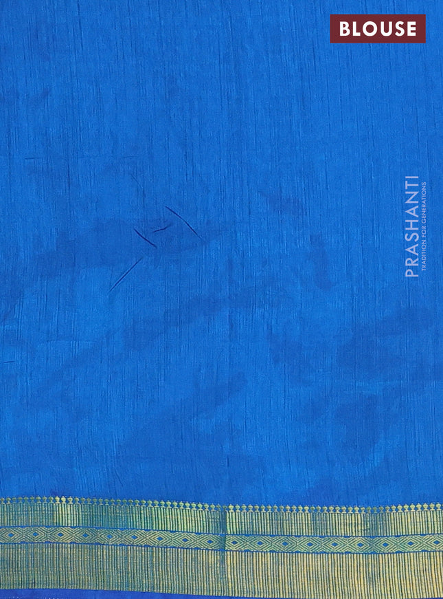 Semi tussar saree dual shade of bluish green and cs blue with allover ikat prints and zari woven border