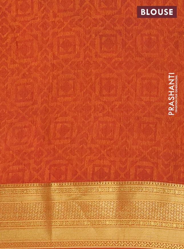 Semi tussar saree pink and rust shade with allover ikat prints and zari woven border