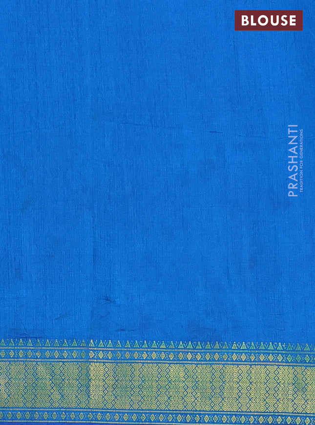 Semi tussar saree dual shade of bluish green and cs blue with allover ikat prints and zari woven border