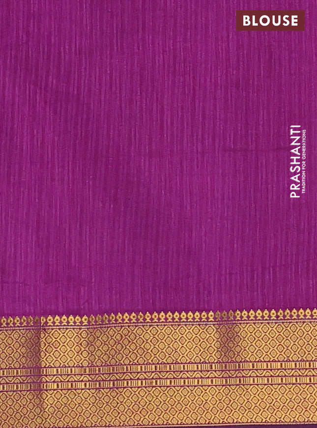 Semi tussar saree cs blue and purple with allover ikat prints and zari woven border