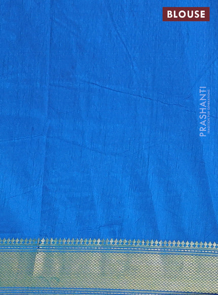 Semi tussar saree dual shade of bluish green and blue with allover ikat prints and zari woven border