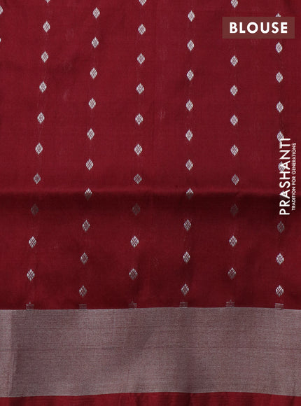 Pure uppada silk saree magenta pink and maroon with allover silver zari woven buttas and silver zari woven border