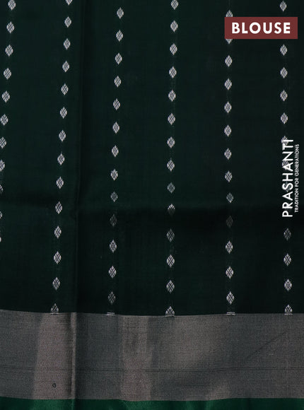Pure uppada silk saree violet and green with allover silver zari woven buttas and silver zari woven border