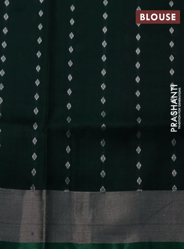 Pure uppada silk saree violet and green with allover silver zari woven buttas and silver zari woven border