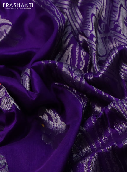 Pure uppada silk saree violet with silver zari woven buttas and silver zari woven border
