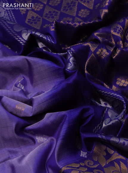 Pure uppada silk saree blue shade and navy blue with silver & gold zari woven buttas and rich zari woven border