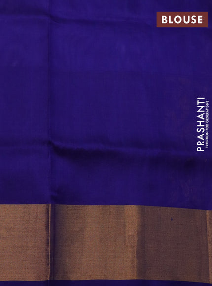 Pure uppada silk saree blue shade and navy blue with silver & gold zari woven buttas and rich zari woven border