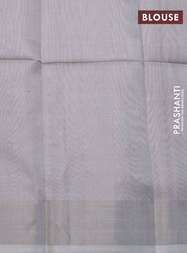 Pure uppada silk saree red with silver zari woven floral buttas and silver zari woven border