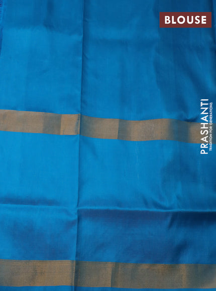Pure uppada silk saree purple and dual shade of cs blue with zari woven buttas and long zari woven border