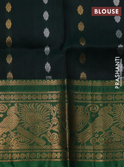 Pure uppada silk saree purple and green with allover silver & gold zari woven butta weaves and zari woven border