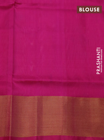 Pure uppada silk saree pale orange and pink with silver & gold zari woven paisley buttas and jamdhani design pallu