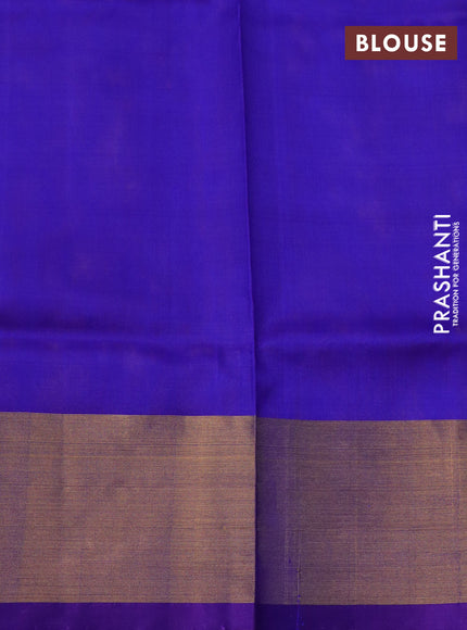 Pure uppada silk saree dual shade of yellowish blue with silver & gold zari woven buttas and jamdhani design pallu