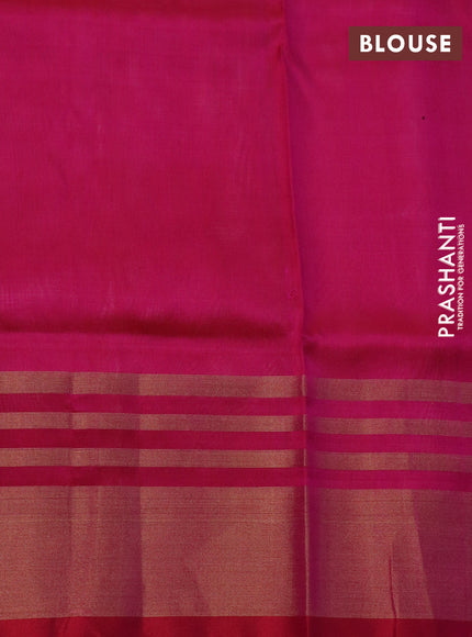 Pure uppada silk saree pastel peach and pink with allover silver & gold zari weaves and zari woven border