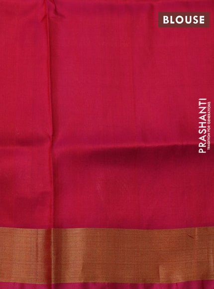 Pure uppada silk saree red shade and pink with silver & gold zari woven buttas and long rich zari woven border