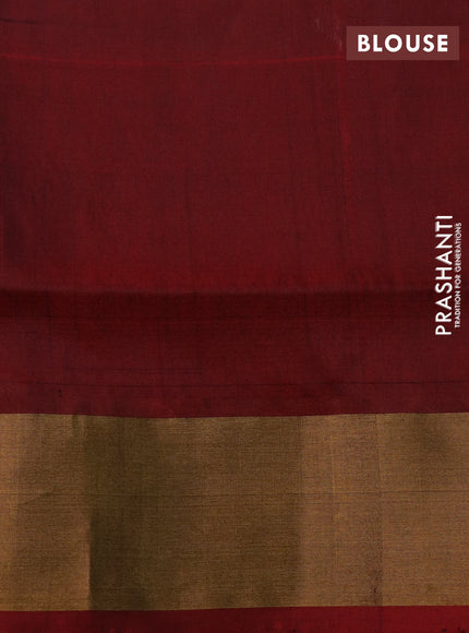 Pure uppada silk saree grey and maroon with silver & gold zari woven buttas and zari woven border