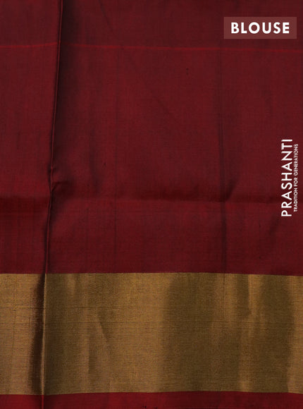 Pure uppada silk saree black and maroon with silver & gold zari woven buttas and zari woven border