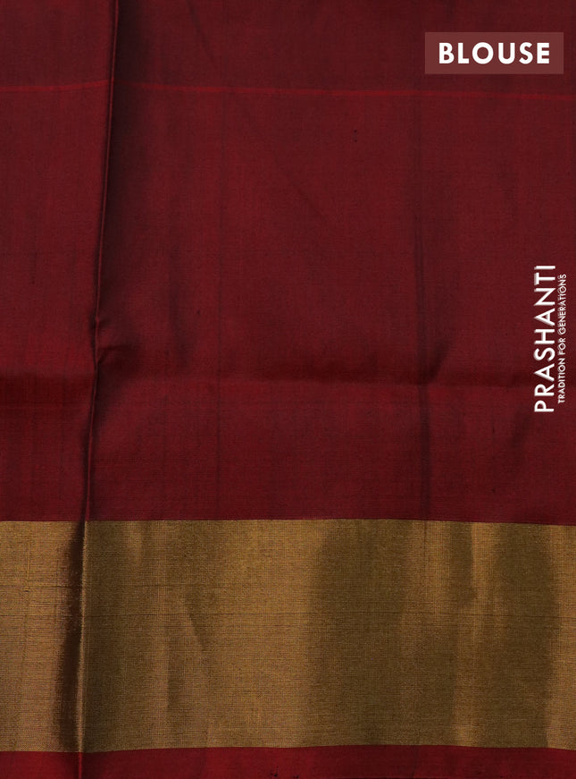 Pure uppada silk saree black and maroon with silver & gold zari woven buttas and zari woven border