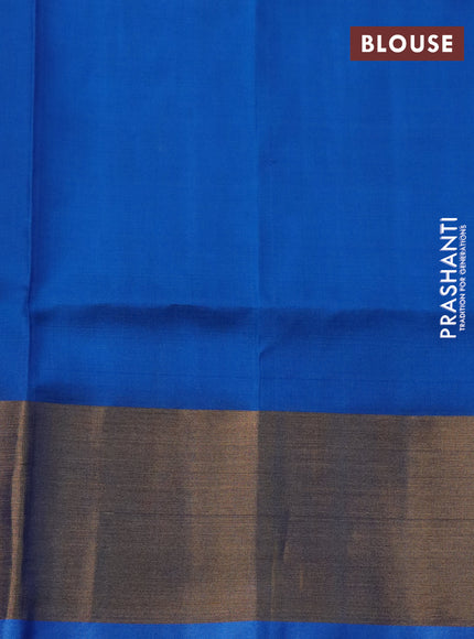 Pure uppada silk saree cs blue with silver & gold zari woven tilak buttas and jamdhani design pallu