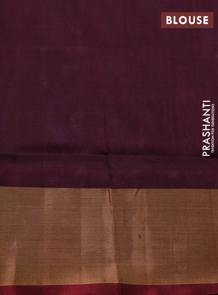 Pure uppada silk saree pink and brown with silver & gold zari woven tilak buttas and jamdhani design pallu