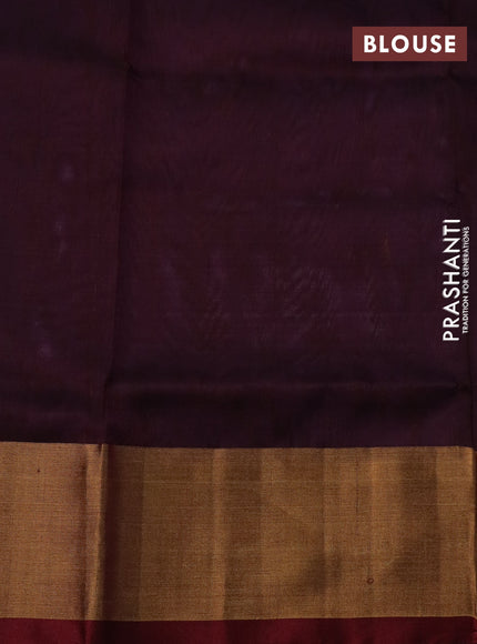 Pure uppada silk saree lavender and brown with silver & gold zari woven tilak buttas and jamdhani design pallu